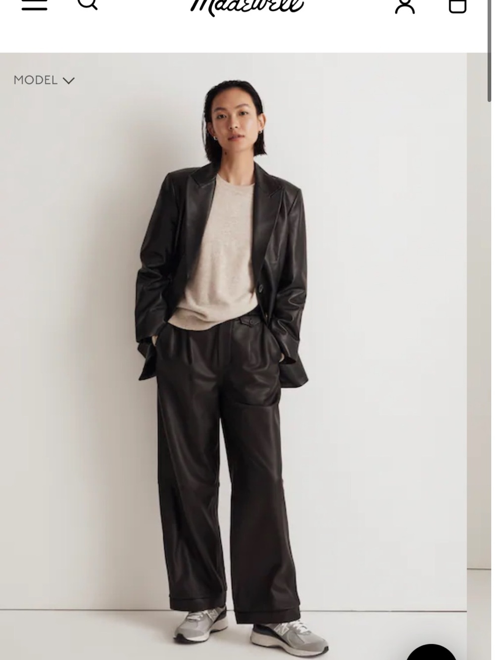 Madewell Black Faux Leather Blazer Jacket